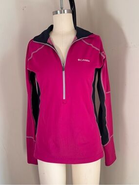 Columbia Women's Bright Pink Half-Zip Ski Pullover with Black Panels